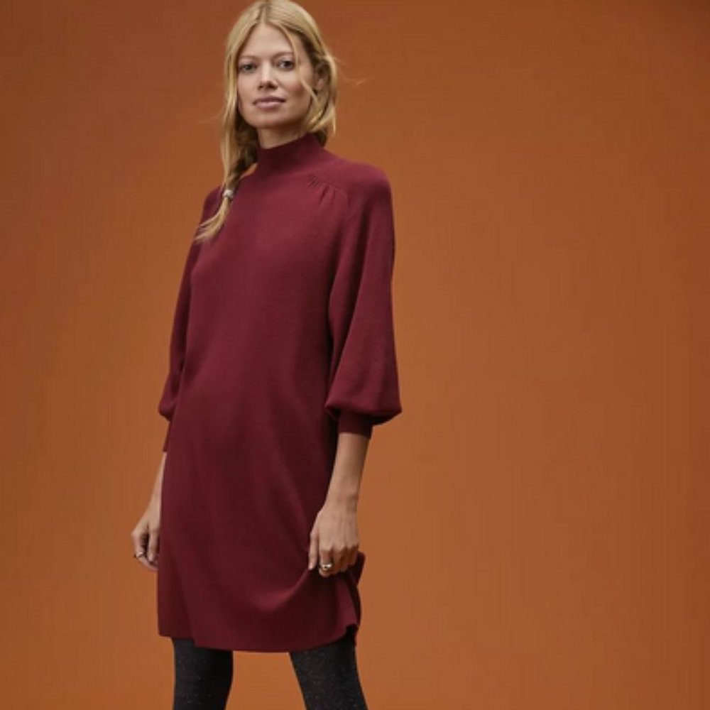 NWOT Anthropologie Maeve Mock Neck Sweater Tunic Dress